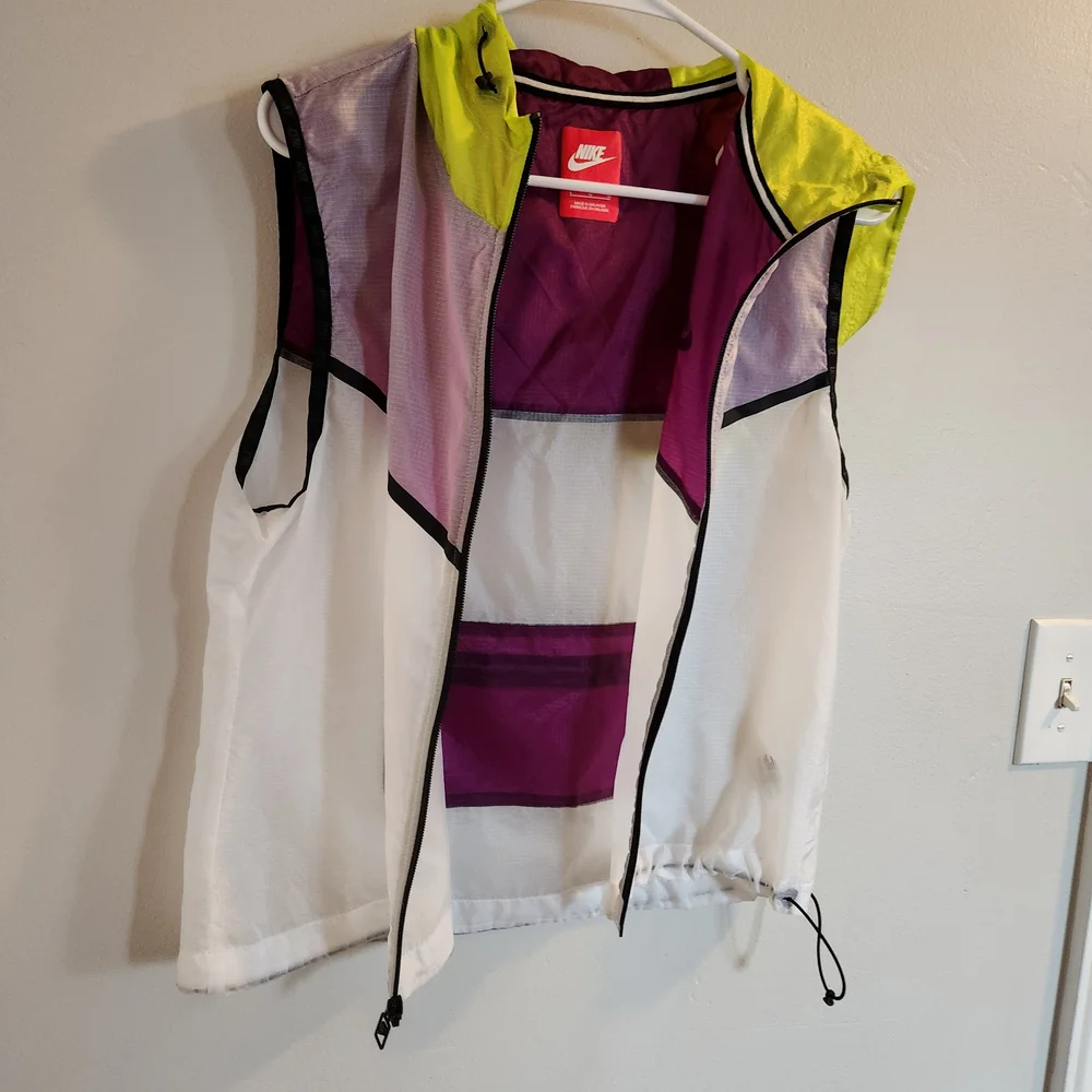 Nike Purple and Neon Green Sleeveless Vest Large